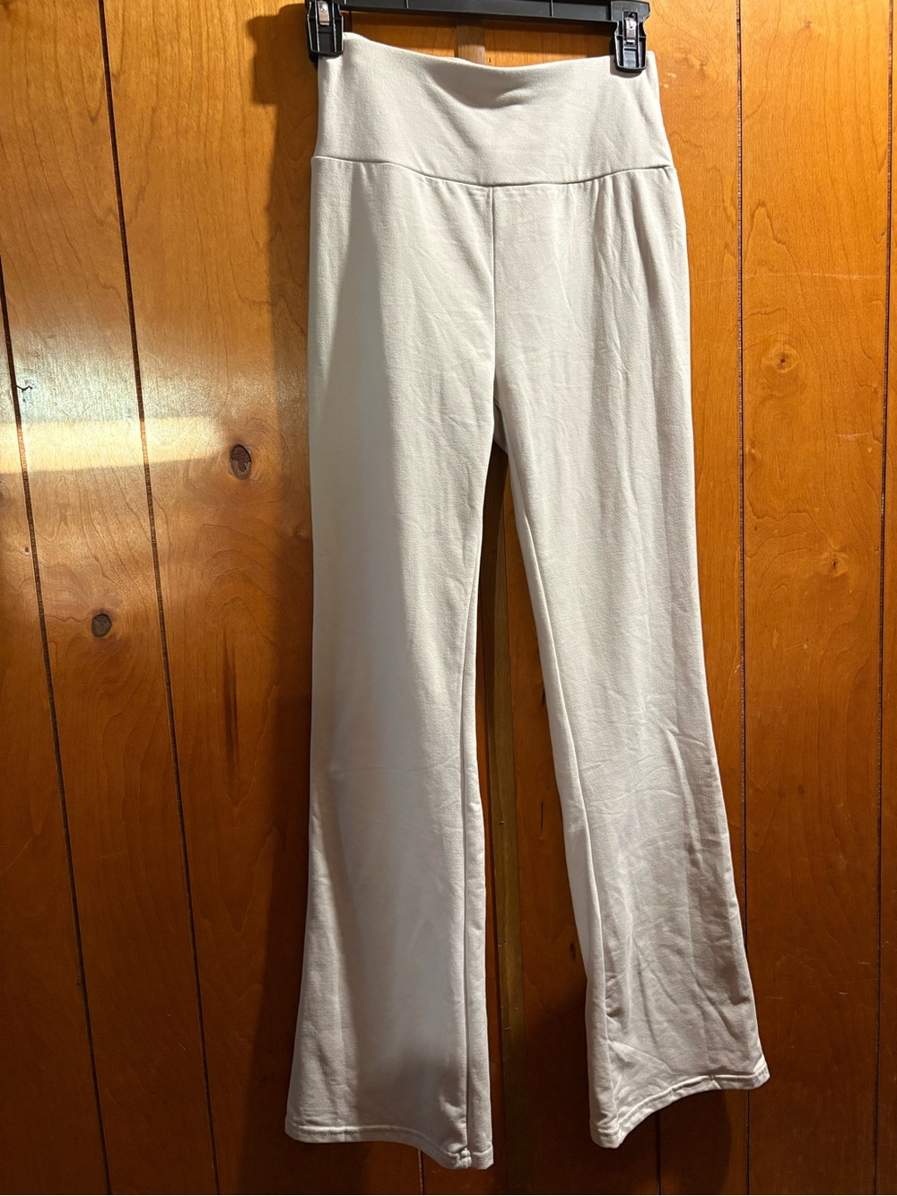 Women's High-Waist Cream Flare Pants